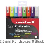 Uni-Ball Kreidemarker Chalk mehrfarbig 1,8-2,5mmz 8St.