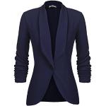 Reduzierte Marineblaue Unifarbene Elegante Longblazer aus Chiffon für Damen Größe XXL 
