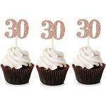 Unimall Global 24PCS Rose Gold Glitter Nummer 30 Cupcake Toppers 30. Geburtstag Cupcake Picks Partydekorationen