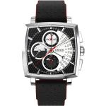 Schwarze Union Glashütte Averin Armbanduhren mit Chronograph-Zifferblatt mit Lederarmband 
