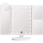 Weiße Schminkspiegel & Kosmetikspiegel LED beleuchtet 4-teilig 