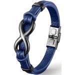 Reduzierte Blaue Infinity Armbänder & Unendlich Armbänder mit Kuhmotiv matt aus Rindsleder handgemacht für Herren 
