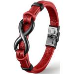 Reduzierte Rote Infinity Armbänder & Unendlich Armbänder mit Kuhmotiv matt aus Rindsleder handgemacht für Herren 