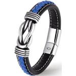 Reduzierte Blaue Infinity Armbänder & Unendlich Armbänder aus Rindsleder handgemacht für Herren 