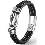 Reduzierte Silberne Infinity Armbänder & Unendlich Armbänder aus Rindsleder handgemacht für Herren 