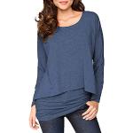 Blaue Casual Langärmelige T-Shirts Handwäsche für Damen Größe S Große Größen für den für den Herbst 