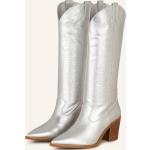 Silberne Unisa Spitze Kuba-Absatz Cowboy-Boots & Cowboystiefeletten aus Leder für Damen Größe 38 