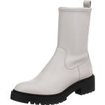 Reduzierte Offwhitefarbene Unisa Runde Blockabsatz Ankle Boots & Klassische Stiefeletten mit Reißverschluss aus Leder für Damen Größe 41 