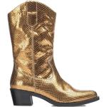 Unisa, Metallische Leder Cowboy Stiefel mit dünnen Zehen und 4 cm Absatz Yellow, Damen, Größe: 40 EU