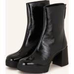 Reduzierte Schwarze Lack-Optik Unisa Karree Ankle Boots & Klassische Stiefeletten mit Reißverschluss aus Leder für Damen Größe 39 