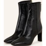 Reduzierte Schwarze Lack-Optik Unisa Karree Blockabsatz Ankle Boots & Klassische Stiefeletten mit Reißverschluss aus Leder für Damen Größe 40 