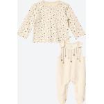 Beige Sterne Liegelind Strampler mit Shirt aus Baumwolle für Babys Größe 62 2-teilig 