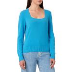Hellblaue Langärmelige United Colors of Benetton Rundhals-Ausschnitt Kaschmir-Pullover aus Wolle für Damen Größe S 