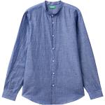 Blaue United Colors of Benetton Stehkragen Stehkragenhemden aus Leinen für Herren Größe M 