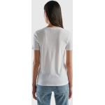 Reduzierte Weiße United Colors of Benetton V-Ausschnitt T-Shirts aus Jersey für Damen Größe L 