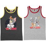 Graue Ärmellose United Labels Tom und Jerry Bio Kinderunterhemden aus Baumwolle für Jungen Größe 98 2-teilig für den für den Sommer 