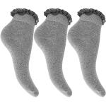 Mädchen Socken mit Rüschen Abschluss (3er Pack) (37-39EUR / 4-5,5UK) (Grau)
