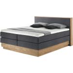 Graue Uno Betten mit Bettkasten aus Massivholz 200x200 