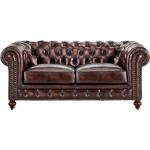 Braune Vintage Uno Chesterfield Sofas aus Leder Breite 150-200cm, Höhe 50-100cm, Tiefe 50-100cm 2 Personen 