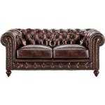 Braune Vintage Chesterfield Sofas aus Holz Breite 150-200cm, Höhe 50-100cm, Tiefe 50-100cm 