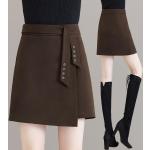 Schwarze Elegante Mini High Waist Röcke & Taillenröcke aus Wolle für Damen für den für den Herbst 