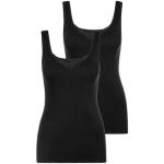 Schwarze Elegante Ärmellose Schiesser Essentials Rundhals-Ausschnitt Feinripp-Unterhemden aus Baumwolle für Damen Größe M 