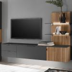 Anthrazitfarbene Moderne Nature Dream TV Schränke & Fernsehschränke lackiert aus Massivholz mit Schublade Breite 200-250cm, Höhe 0-50cm, Tiefe 0-50cm 