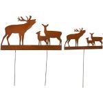 50 cm Tierfiguren für den Garten mit Weihnachts-Motiv aus Edelrost 2-teilig 