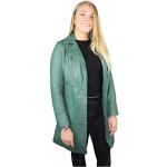 Grüne Elegante Urban 5884 Maxi Lange Lederjacken mit Reißverschluss aus Lammfell für Damen Größe S 