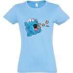 Kurzärmelige Sesamstraße Krümelmonster Rundhals-Ausschnitt T-Shirts aus Jersey für Damen Größe L 