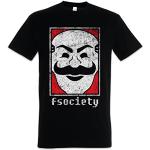 Urban Backwoods Mr. Fsociety Logo Herren T-Shirt Schwarz Größe 5XL