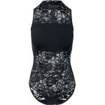Schwarze Urban Classics Spitzenbodies mit Reißverschluss aus Spitze mit geschlossener Rückenpartie für Damen Größe XS 