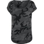 Schwarze Camouflage Urban Classics U-Boot-Ausschnitt T-Shirts für Damen Größe XS 