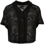Schwarze Langärmelige Transparente Blusen & durchsichtige Blusen aus Polyamid für Damen Größe XXL 