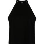 Schwarze Unifarbene Neckholder-Tops aus Jersey für Damen Größe M 