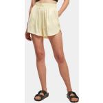 Gelbe Urban Classics Satin-Shorts aus Viskose für Damen Größe XL 