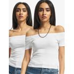 Weiße Urban Classics Schulterfreie T-Shirts aus Baumwolle für Damen Größe M 2-teilig 