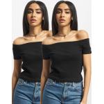 Schwarze Urban Classics Schulterfreie T-Shirts aus Baumwolle für Damen Größe XL 2-teilig 