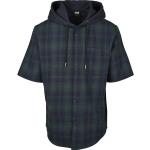 Marineblaue Karo Oversize Kurzärmelige Urban Classics T-Shirts aus Baumwolle mit Kapuze für Herren 