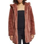 Urban Classics Ladies Hooded Teddy Coat aus Fake Kaninchenfell, Damen Mantel mit Kapuze und Seitentaschen, darkrose, XL