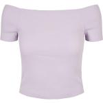 Fliederfarbene Urban Classics Schulterfreie T-Shirts aus Jersey Cropped für Damen Größe XXL 