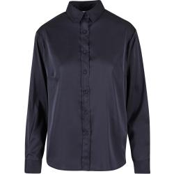 Urban Classics Langarmhemd - Ladies Satin Shirt - XS bis 3XL - für Damen - Größe M - schwarz