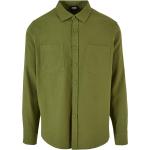 Olivgrüne Oversize Langärmelige Urban Classics Herrenlangarmhemden mit Knopf aus Flanell Größe 3 XL 