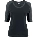 Urban Classics Langarmshirt - Ladies 3/4 Contrast Raglan Tee - XS bis 5XL - für Damen - Größe 3XL - schwarz/charcoal