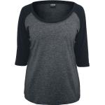 Urban Classics Langarmshirt - Ladies 3/4 Contrast Raglan Tee - XL bis 5XL - für Damen - Größe 4XL - charcoal/schwarz