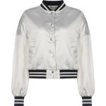 Weiße Oversize Urban Classics Mini College-Jacken aus Satin für Damen Größe XL für den für den Sommer 
