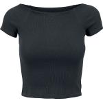 Schwarze Kurzärmelige Urban Classics Schulterfreie T-Shirts für Damen Größe XS 