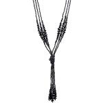 Urban-Jewelry Die 1920er Kollektion im Vintage Stil Holzkohle Schwarz mehrreihige perlschnurförmige Damen Halskette (49,8cm)