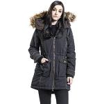 Schwarze Urban Surface Kapuzenmäntel mit Reißverschluss aus Fleece für Damen Größe L für den für den Winter 