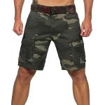 Olivgrüne Camouflage Urban Surface Cargo-Shorts mit Gürtel mit Knopf für Herren für den für den Sommer 